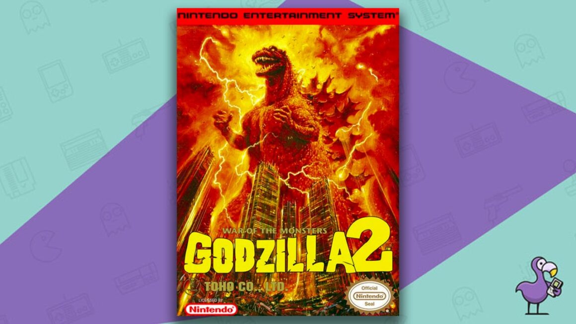 Los mejores juegos de Godzilla - Godzilla 2 War Of The Monsters Game Case Cover Art NES