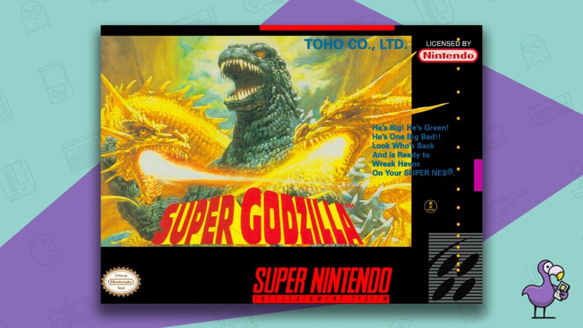 Los mejores juegos de Godzilla: portada del juego Super Godzilla SNES