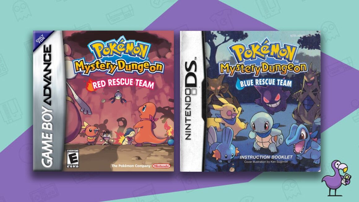 Los mejores juegos de Pokémon: portada de la caja del juego del equipo de rescate rojo y azul de Pokémon Mystery Dungeon