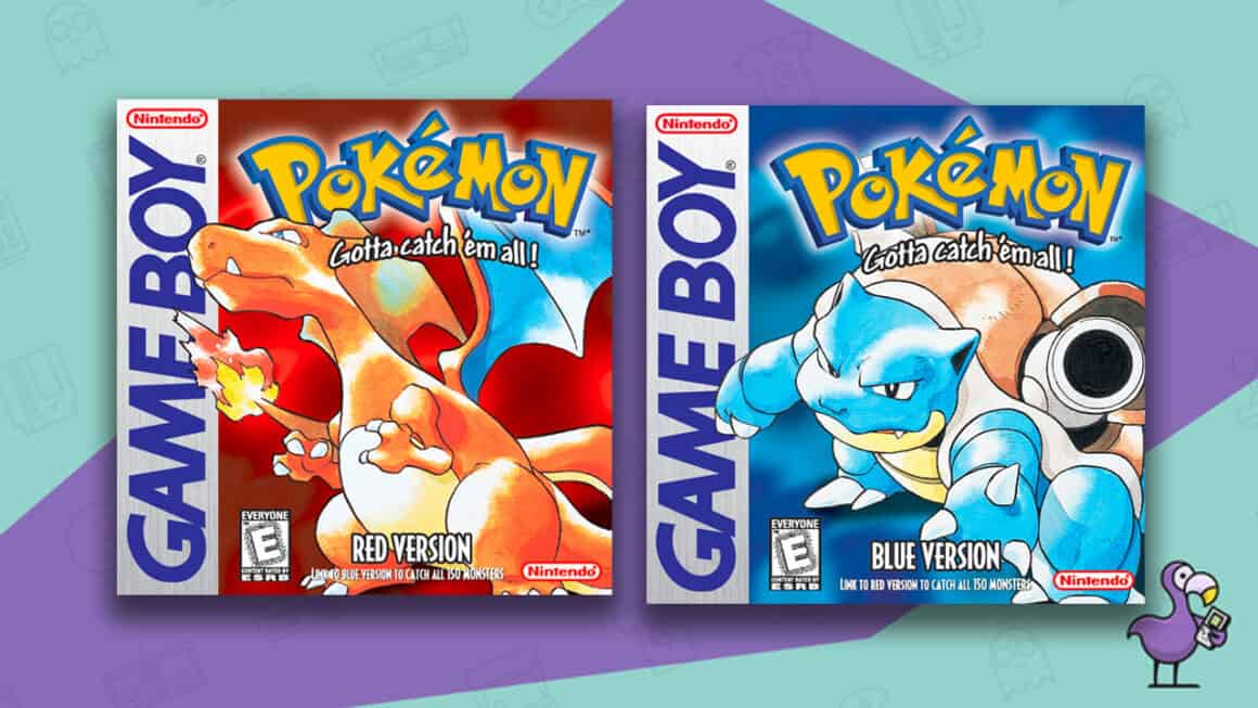 Los mejores juegos retro: arte de portada de Pokémon rojo y azul Nintendo Gameboy