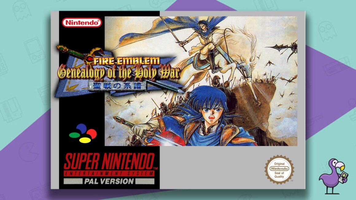 Los mejores juegos de Fire Emblem - Fire Emblem: Genealogy of the Holy War carátula del juego SNES