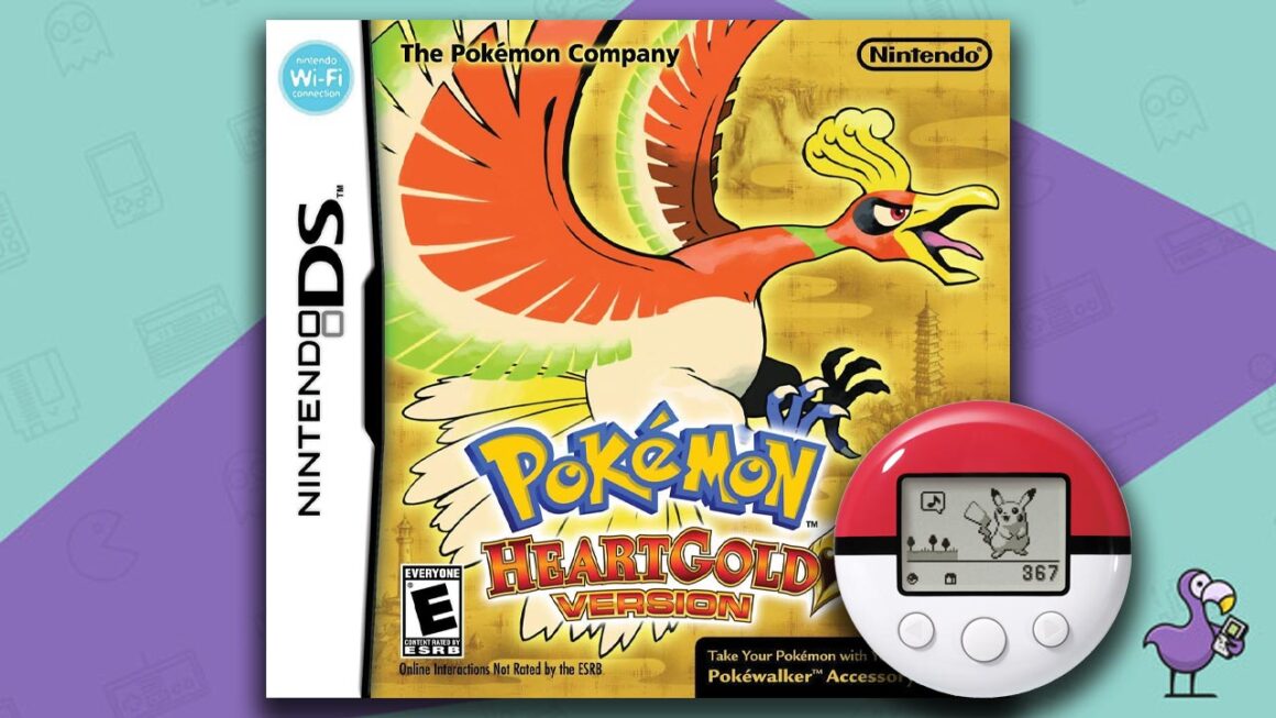 Juegos raros de Nintendo DS - Portada de la caja del juego Pokemon HeartGold + periférico PokeWalker