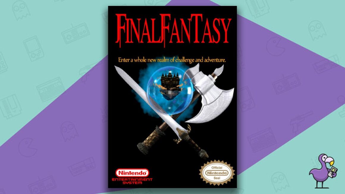Los mejores juegos de rol de NES: arte de portada de la caja del juego Final Fantasy