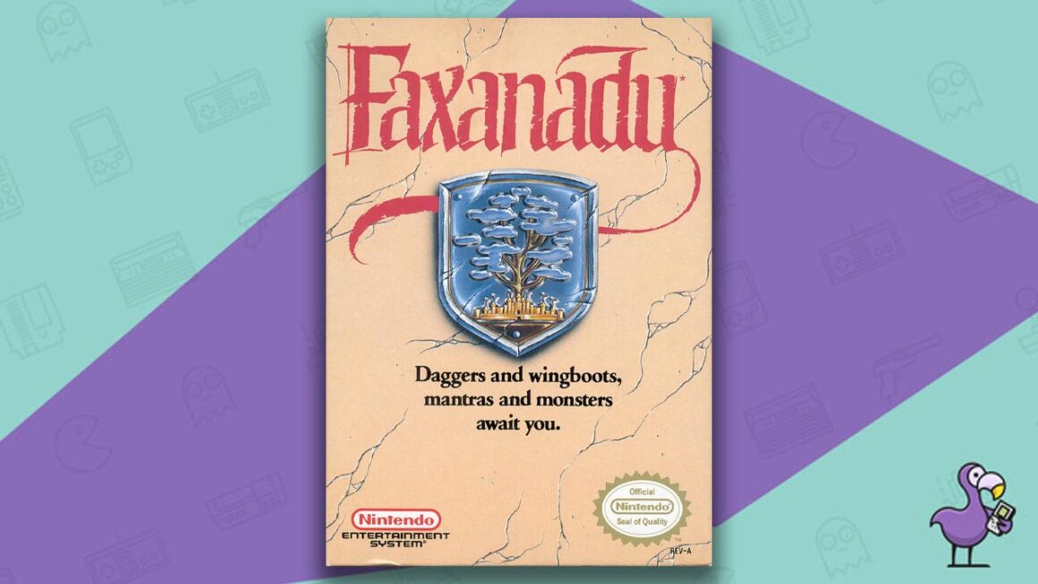 Los mejores juegos de rol de NES: arte de portada de la caja del juego Faxanadu