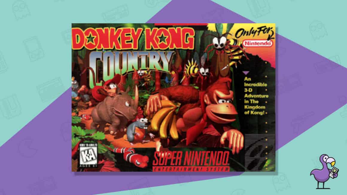 Los mejores juegos retro: portada de la caja del juego Donkey Kong Country SNES