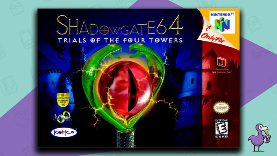 Los mejores juegos de rol de N64 - Shadowgate 64: Arte de portada de la caja del juego Trials of the Four Towers