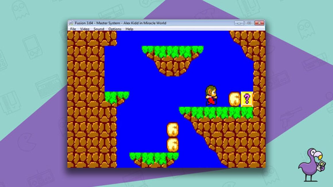 Jugabilidad del emulador Kega Fusion que muestra a Alex Kidd