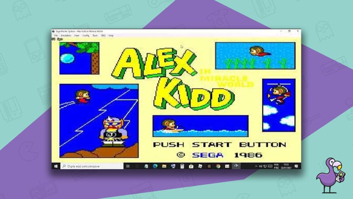 mejores emuladores de Sega Master System: jugabilidad del emulador BizHawk que muestra a Alex Kidd