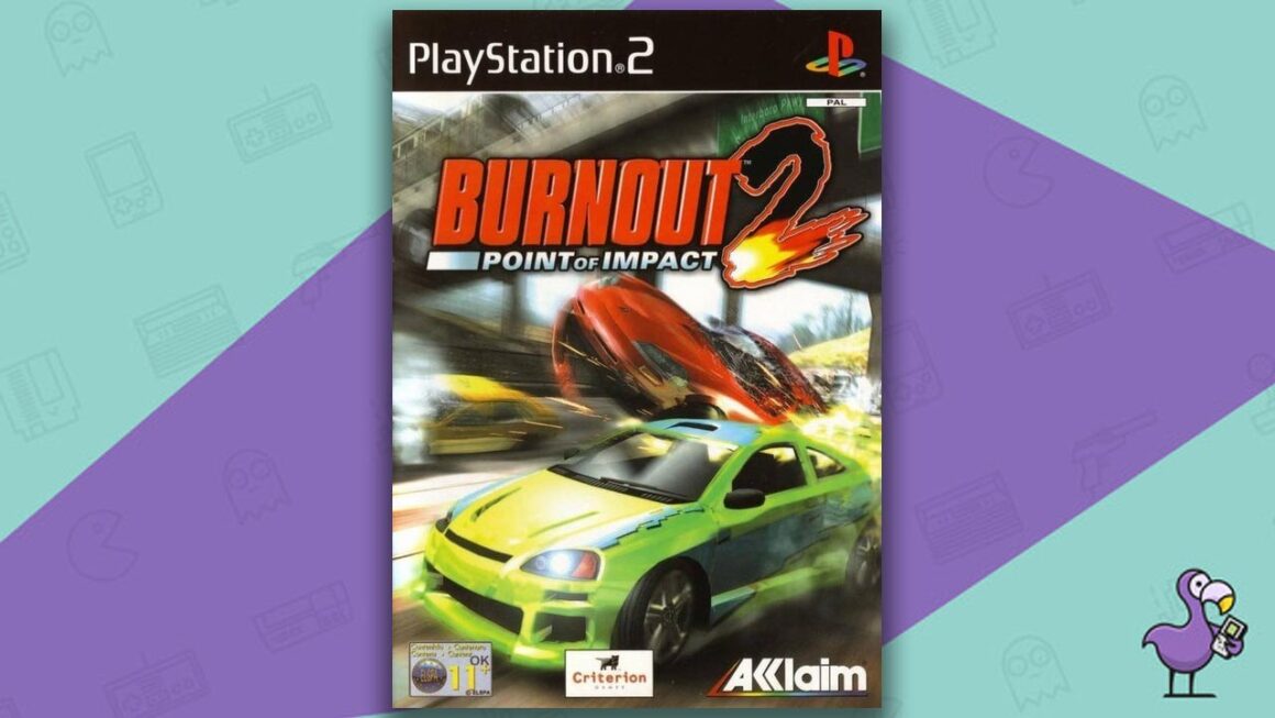 Los mejores juegos de carreras de PS2 - Burnout 2: arte de portada de la caja del juego Point of Impact