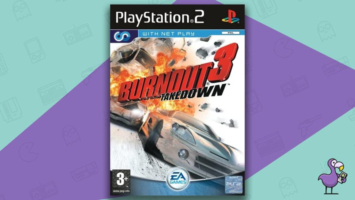 Los mejores juegos de carreras de PS2 - Burnout 3: arte de portada de la caja del juego Takedown