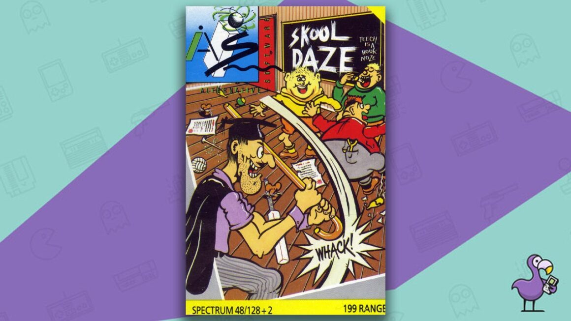 Los mejores juegos de ZX Spectrum: portada de la caja del juego Skool Daze