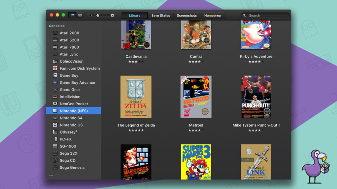 Los mejores emuladores de NES: interfaz de juegos OpenEMU