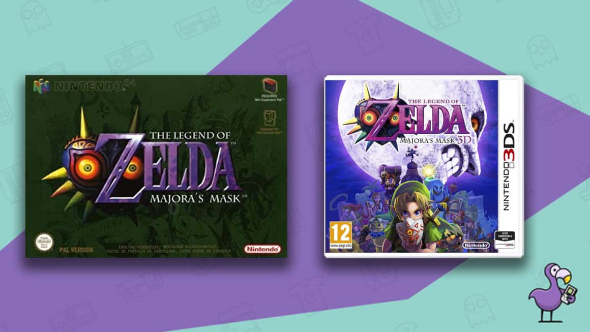 Los mejores juegos de Zelda - The Legend of Zelda Majora's Mask Estuches de juegos para Nintendo 64 y 3DS