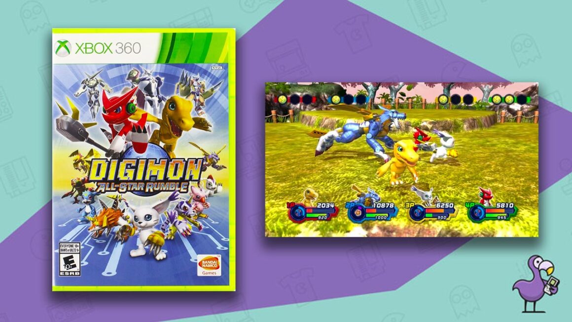 Digimon All Star Rumble game case gameplay Xbox 360 mejores juegos de Digimon