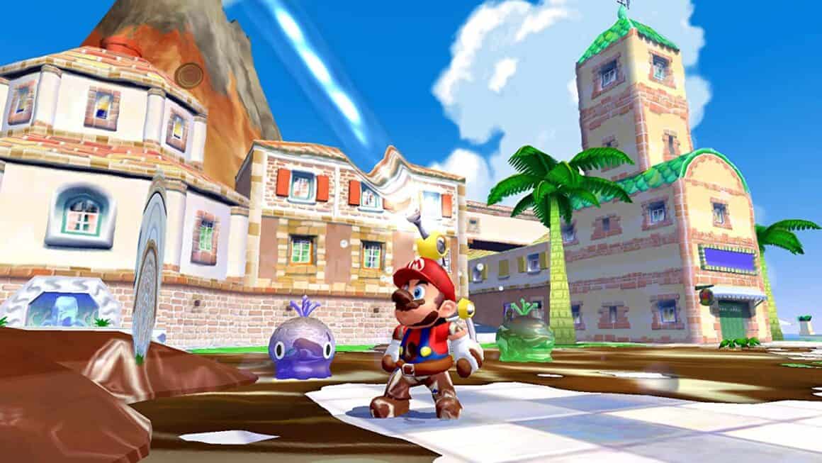 Reseña de Super Mario 3D All-Stars - Sunshine limpiando la isla