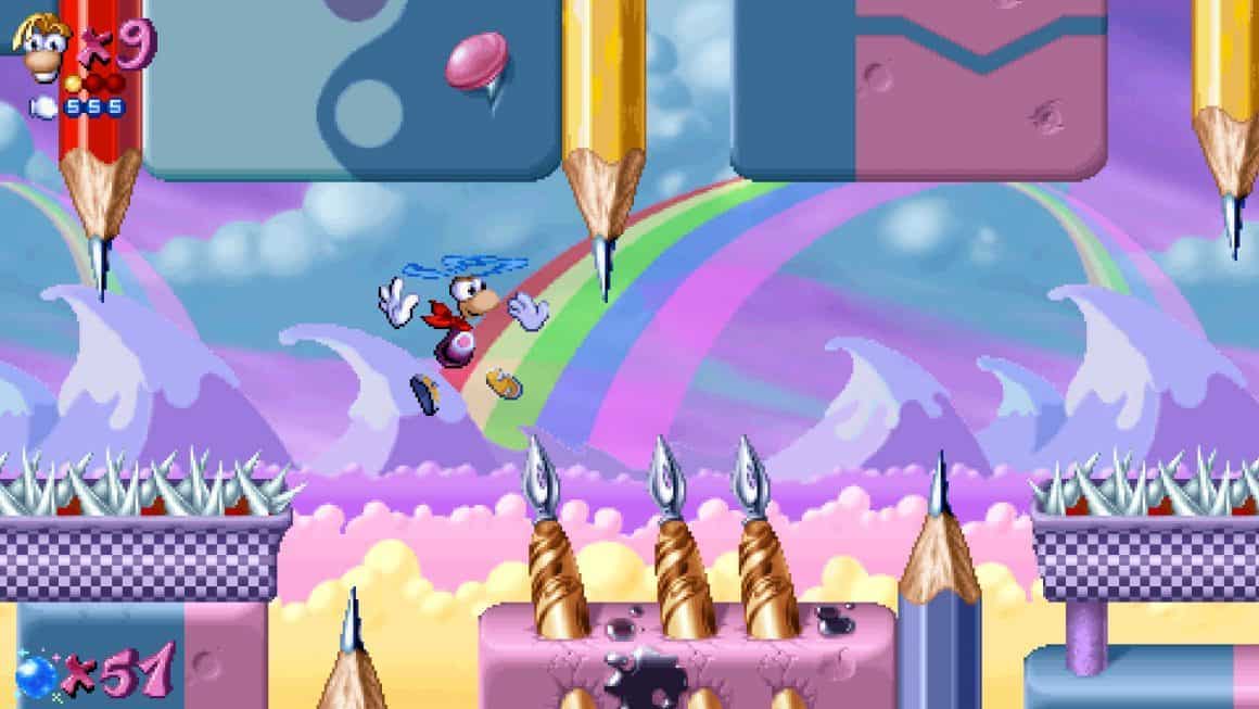 Rayman Redemption: toma nivelada de Rayman flotando