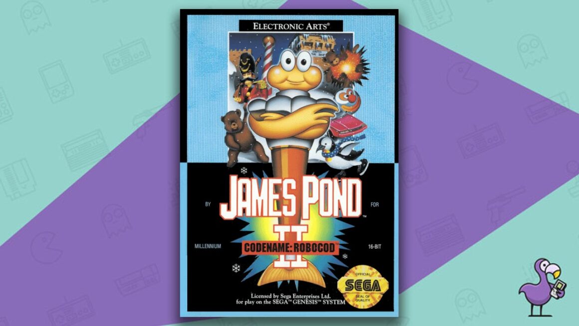 Los mejores juegos de Sega Genesis - James Pond II: Codename: arte de portada de la caja del juego Robocod