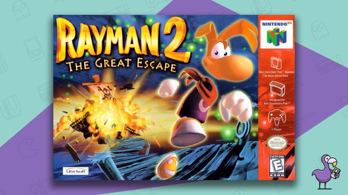 Los mejores juegos N64 de todos los tiempos - Rayman 2: la portada de la caja del juego The Great Escape