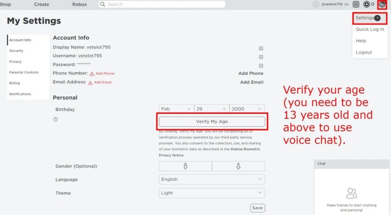 Cómo habilitar el chat de voz en Roblox