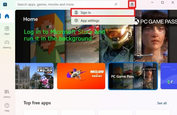 Iniciar sesión en Microsoft Store